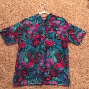 colourful floral blouse